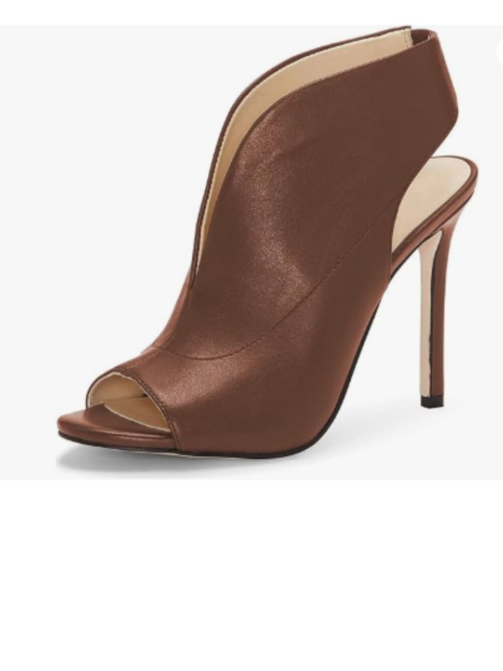 YDN Brown Chic Slingback Peep Toe Stiletto High Heel Ankle Boots Cutout Sandals